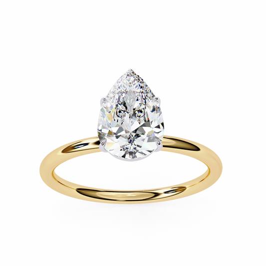Classic Pear Moissanite Diamond Solitaire Engagement Ring