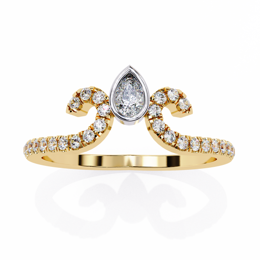 Pear Cut Bezel Moissanite Diamond Open Swirl Pave Wedding Ring