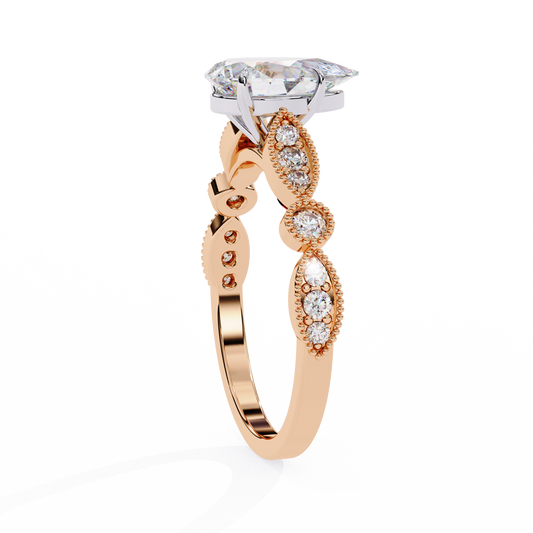 0.89 CT Blooming Pear Cut Moissanite Diamond Elegant Vintage Teardrop Ring