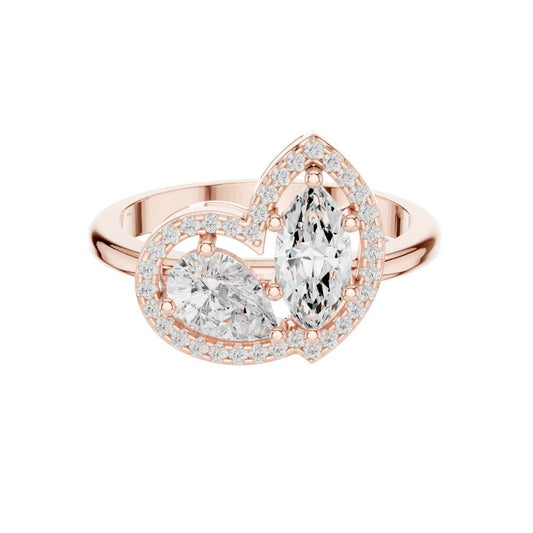 Marquise & Pear Cut Toi Et Moi Halo Lab Diamond Ring
