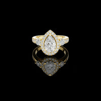 Pear Cut Halo Set Art Deco Wedding Bridal Lab Grown Ring