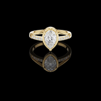 1.32 CT Classic Pear Shaped Bezel Set Lab Grown Diamond Ring with Pave Diamond Accents