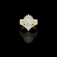 Pear Cut Double Halo Lab Grown Diamond Split Shank Ring