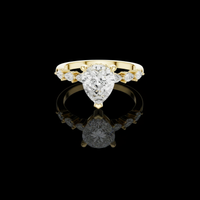 Pear Cut Hidden Halo with Side Stone Moissanite Ring