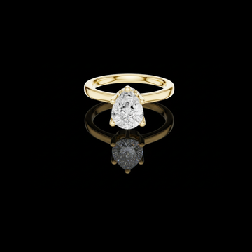 1.50 CT Classic Pear Cut Moissanite Diamond Solitaire Ring in Polished Gold with Five Prongs
