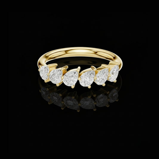 Pear Lab Grown Diamond Six Stone Anniversary Ring