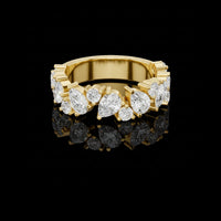 Pear Cut Lab Grown Diamond Wide Statement Band Ring