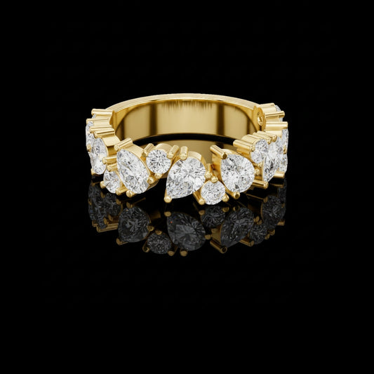 Pear Cut Lab Grown Diamond Wide Statement Band Ring