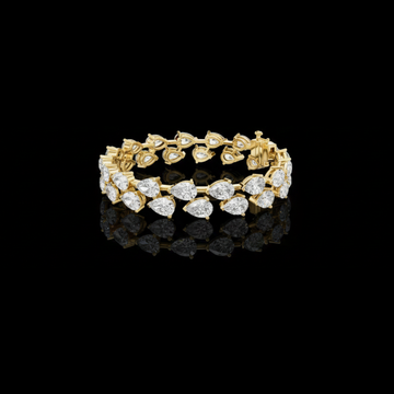 26.52 TCW Exquisite Moissanite Bracelet Featuring Double Row Pear Cut Diamonds
