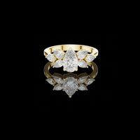 Pear Cut Marquise Cluster Lab Grown Diamond Engagement Ring