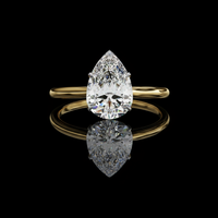 0.89 TCW Pear Cut Moissanite Diamond Solitaire Ring Timeless Teardrop Engagement Design by Ivevar Luxury