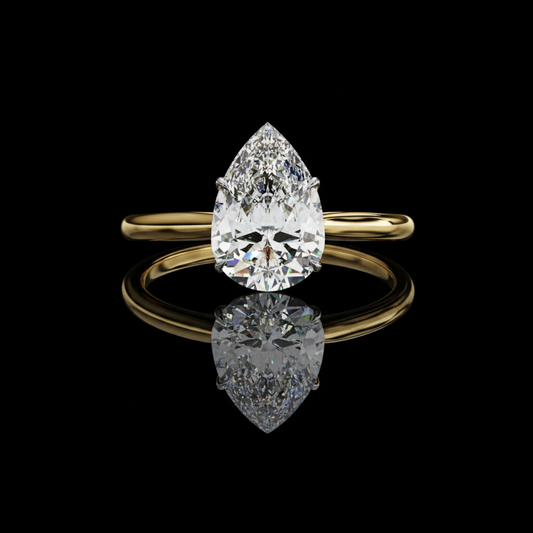 0.89 TCW Pear Cut Moissanite Diamond Solitaire Ring Timeless Teardrop Engagement Design by Ivevar Luxury