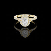 Pear Cut Halo Moissanite Diamond  for Ring Women