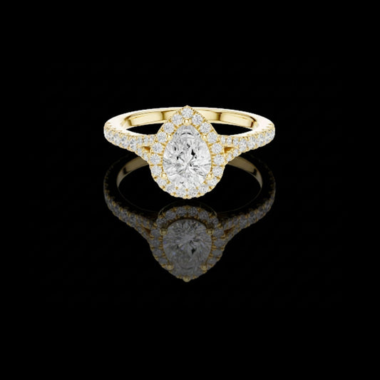 Pear Cut Halo Lab Grown Diamond Ring for Women
