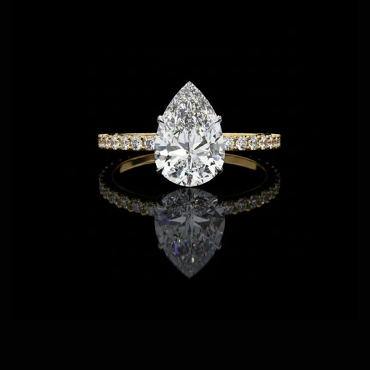 1.77 CT Dazzling Teardrop Pear Cut Moissanite Diamond Halo Ring for Elegant Proposal