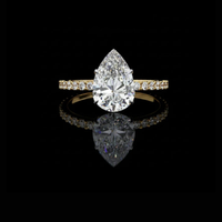 Pear Cut Lab Grown Diamond Pave Band Engagement Ring