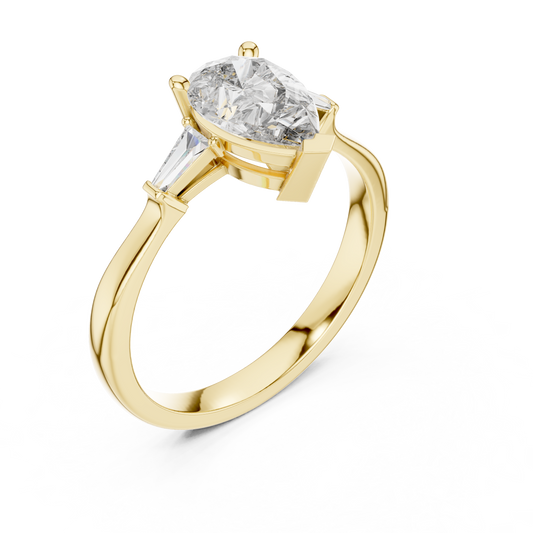 Pear Cut Moissanite Diamond Three Stone Anniversary Ring