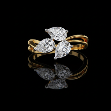 1.06 TCW Eternal Radiance Triple Pear Lab Diamond Ring with Twisted Gold Band for Every Occasions