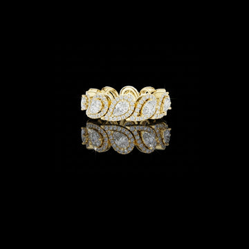 Pear Cut Halo Eternity Moissanite Diamond Statement Band Ring