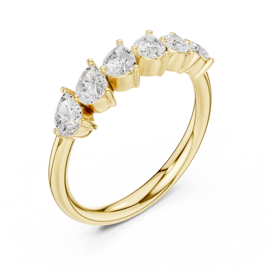 Pear Lab Grown Diamond Six Stone Anniversary Ring