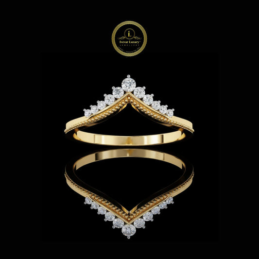 0.15 TCW Lab Grown Diamond Elegant Tiara Chevron Wedding & Stacking Ring Band for Surprise