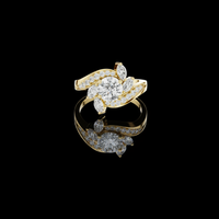 Floral Round Diamond with Marquise Lab Grown Diamond Ring