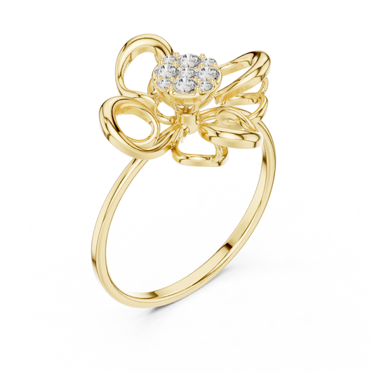 0.014 TCW Exquisite Floral Swirl Ring Featuring a Sparkling Moissanite Cluster Diamonds