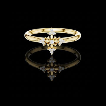 Round Moissanite Diamond Floral Cluster Ring with Minimal Petal Design
