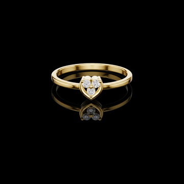 0.06 TCW Heart Ring with Radiant Triple Round Moissanite Diamond Accent