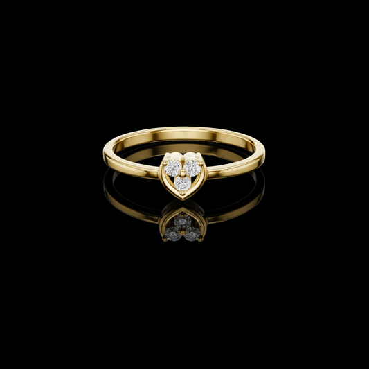 0.06 TCW Heart Ring with Radiant Triple Round Moissanite Diamond Accent