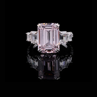 Emerald Cut Five Stone Pink Moissanite Diamond Engagement Ring