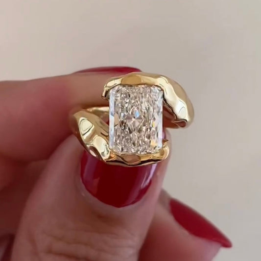 Radiant Lab Grown Cut Diamond Wrap Solitaire Ring