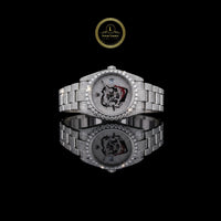 Full Iced Out Diamond Watch with Custom Graphic Pavé Dial & Diamond Bezel