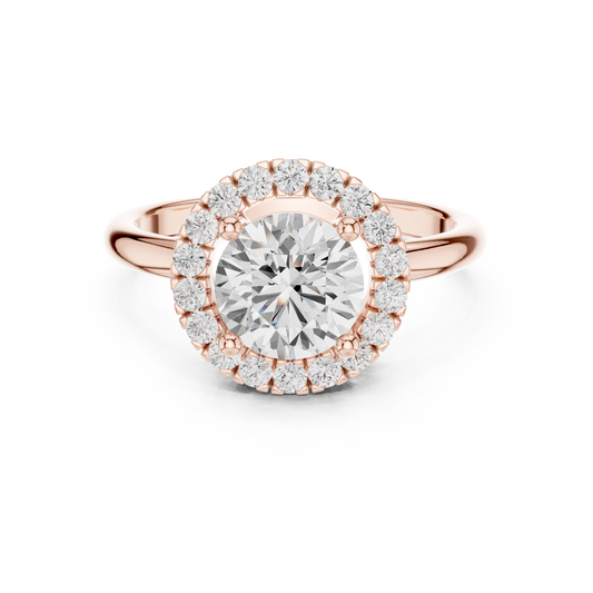Round Cut Halo Moissanite Diamond Filigree Engagement Ring