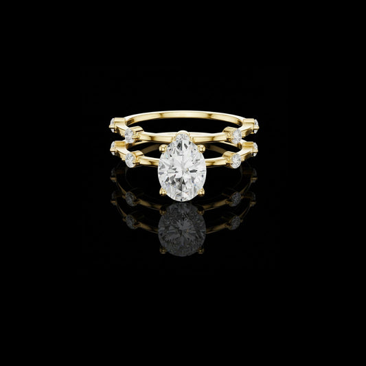 1.20 CT Elegant Lab Grown Oval Cut Diamond Ring with Dual Bands For Special One