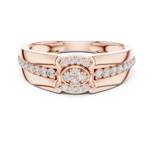 Round Moissanite Diamond Pave Halo Wide Wedding Band