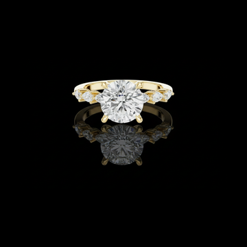 2.00 CT Perfect Round Brilliant Cut Lab Grown Diamond Ring with Pear Side Diamond Accents