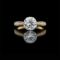 Round Brilliant Cut Twisted Pave Moissanite Diamond Ring