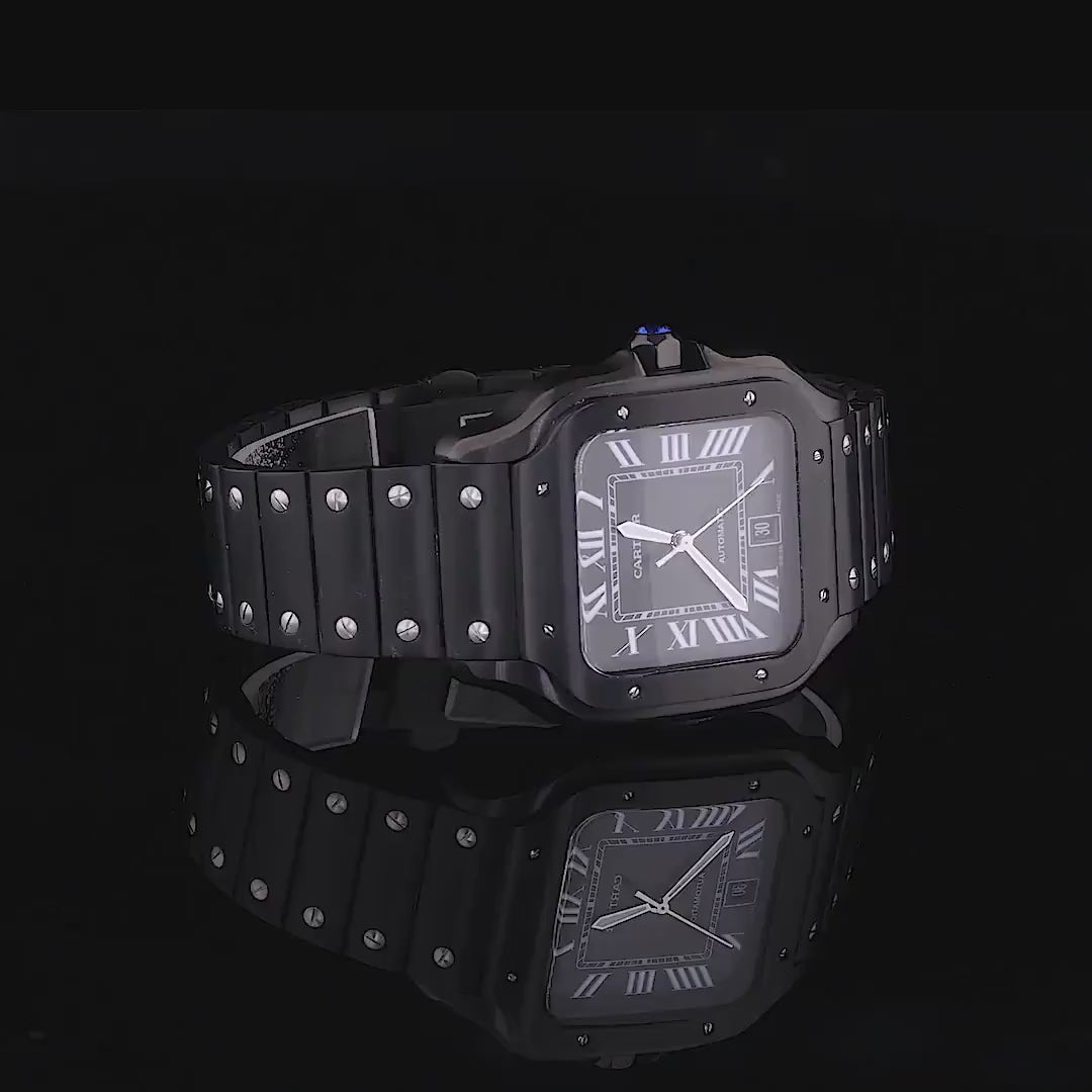 Midnight Diamond Prestige Collection Full Pavé Diamond Chronograph Black Luxury Timepiece Duo