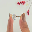 Oval Cut Lab Diamond Four Prong Solitaire Ring with Plain Band