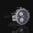 Blue Chronograph Watch with Diamond Bezel & Black Rubber Strap