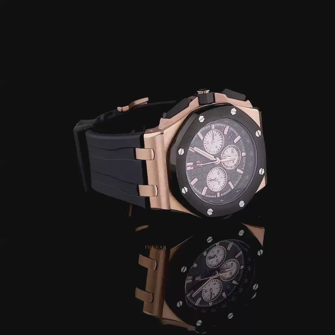 Ivevar Rose Gold Prestige Duo Chronograph Masterpiece And Moissanite Diamond Skeleton Luxury Watch Collection