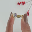 Round Cut Moissanite Diamond Bridal Ring Set with Nature-Inspired Leaf Vine Band