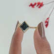 Green Princess Cut Lab Diamond Milgrain Bezel Solitaire Ring
