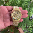Luxury Rainbow Bezel Skeleton Watches in Gold & Silver Sets