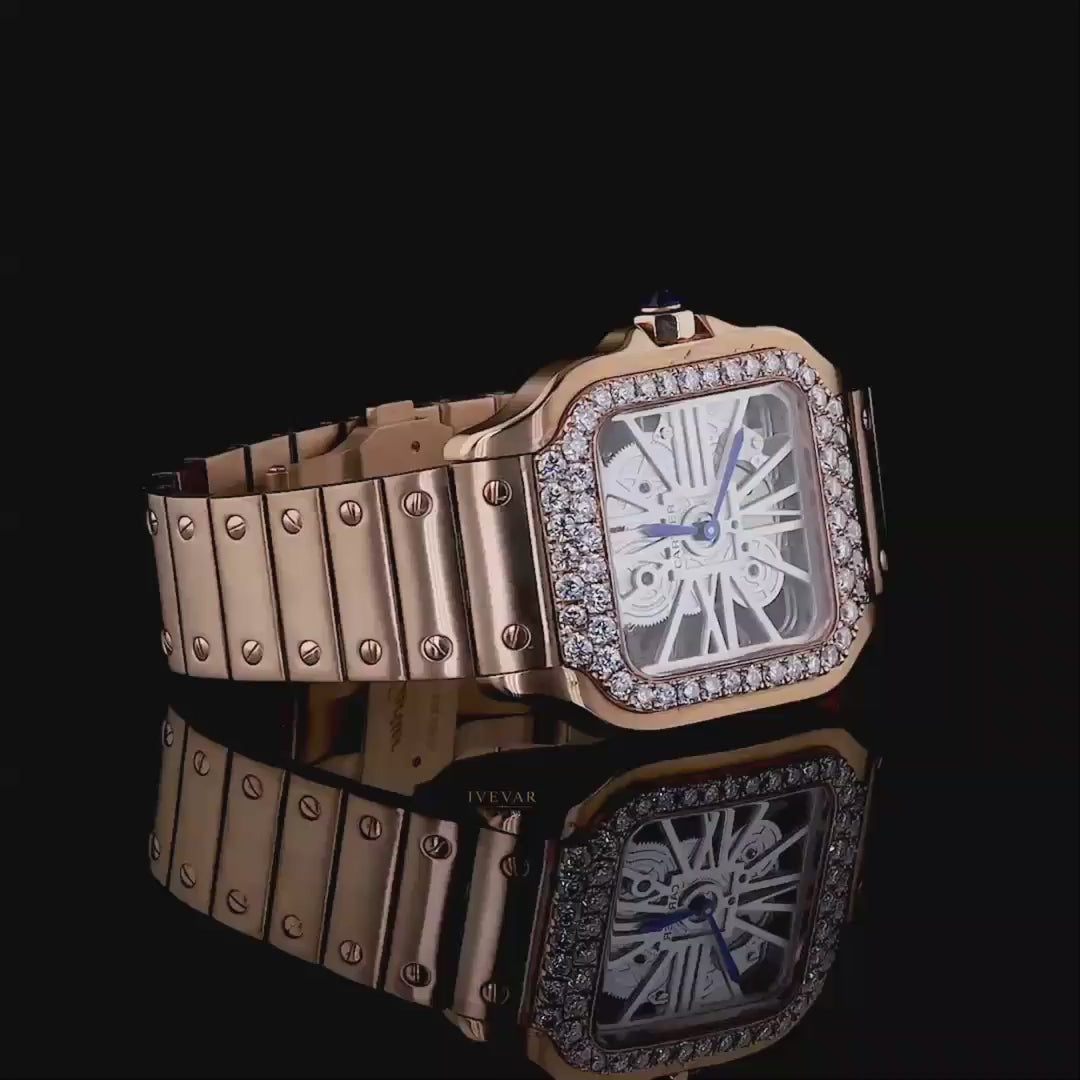 Ivevar Rose Gold Prestige Duo Chronograph Masterpiece And Moissanite Diamond Skeleton Luxury Watch Collection