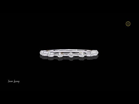 Alternating Round and Baguette Lab Diamond Delicate Wedding Band