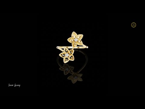 Open Floral Wrap Ring with Round Lab Diamond Accents