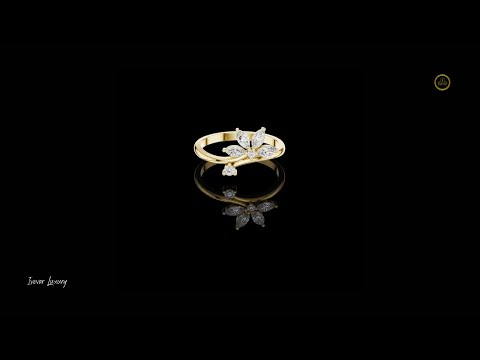Marquise Lab Diamond Floral Open Bypass Statement Ring