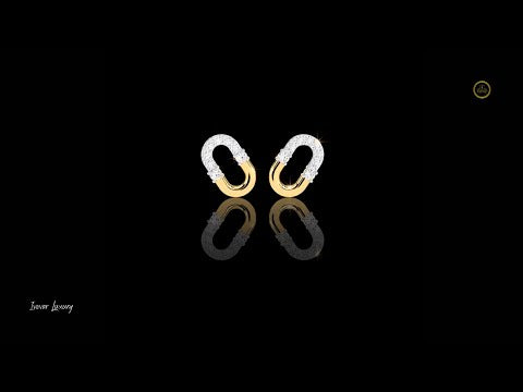 0.21 TCW Contemporary Pave Moissanite Diamond U-Shaped Link Earrings Crafted in Dual-Tone Gold